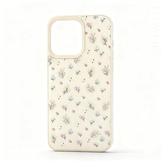 Gold Floral Print Hard Phone Case for iPhone