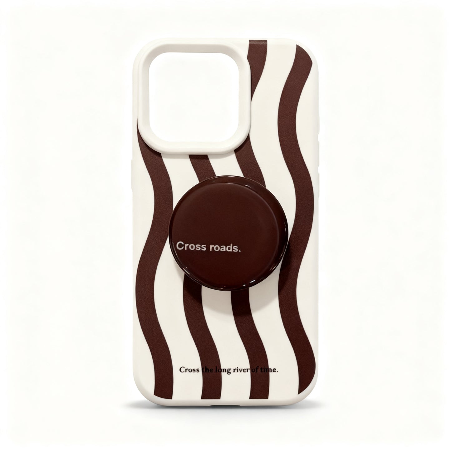 Vintage Brown Wave Stripe Stand Phone Case for iPhone
