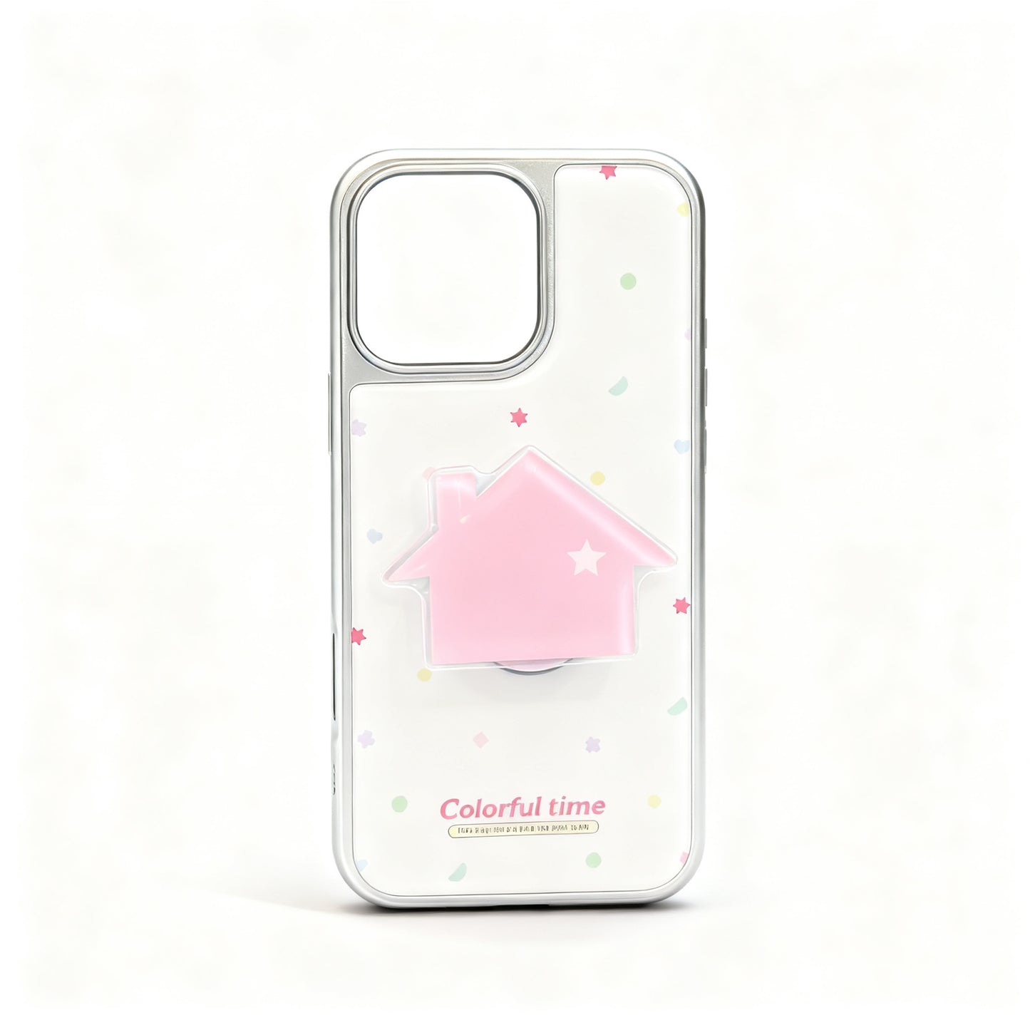 Korean Style Pink Cottage Stand Phone Case for iPhone