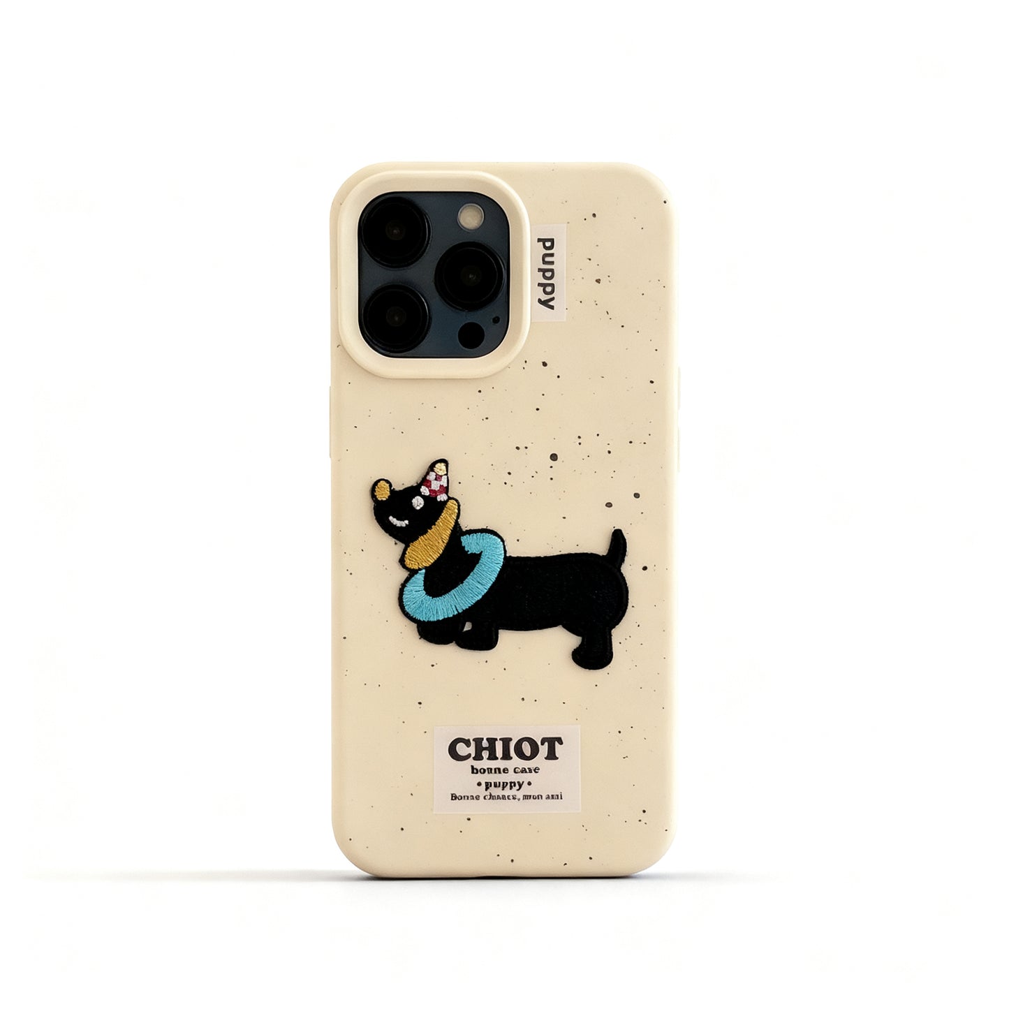 Cute Embroidered Dachshund Soft Phone Case for iPhone
