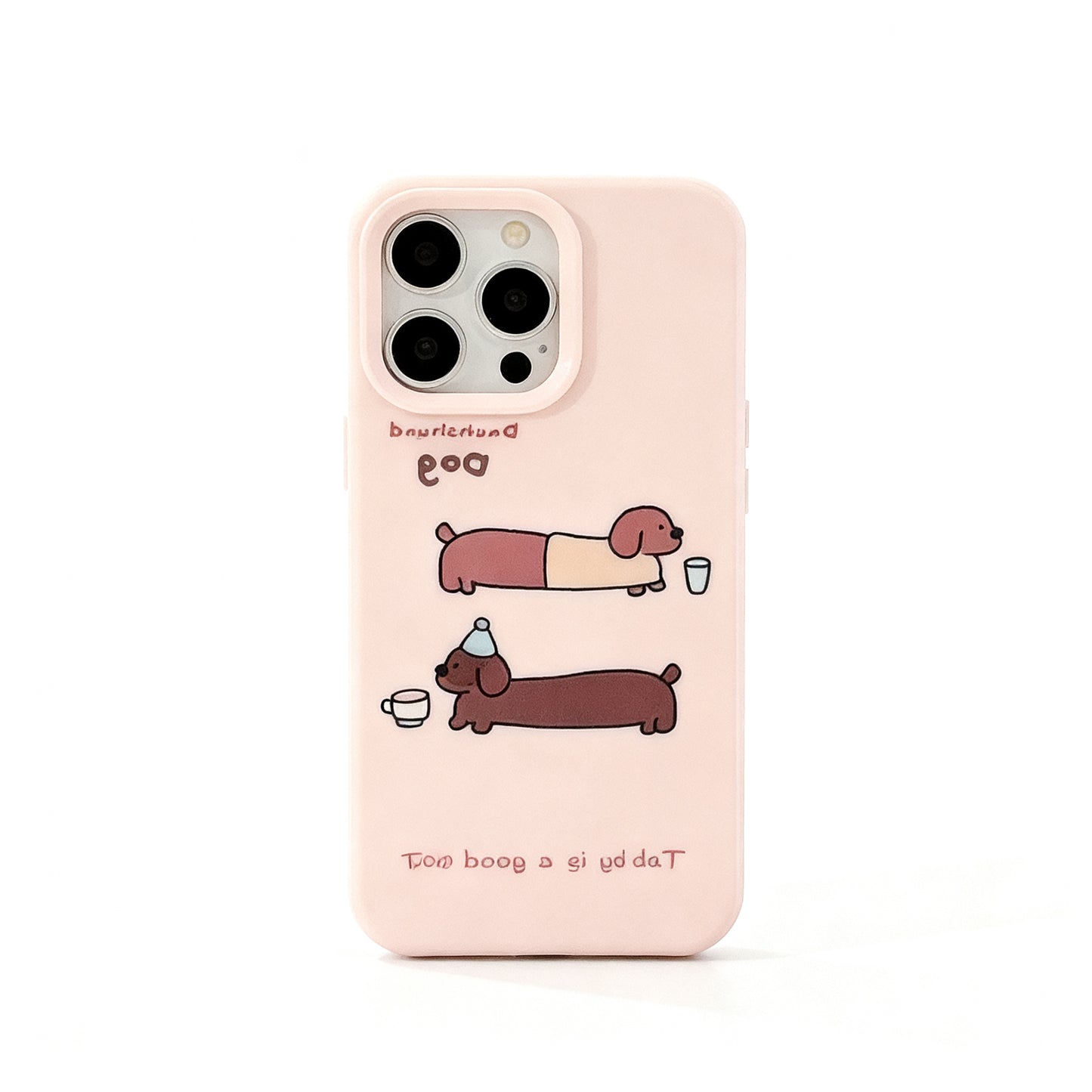 Pink Cartoon Dachshund Soft Phone Case for iPhone