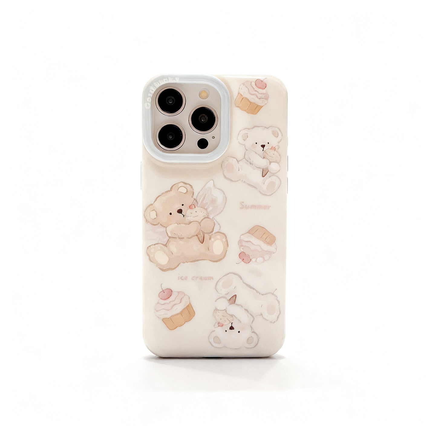 Cute Ice Cream Bear Stand Phone Case for iPhone