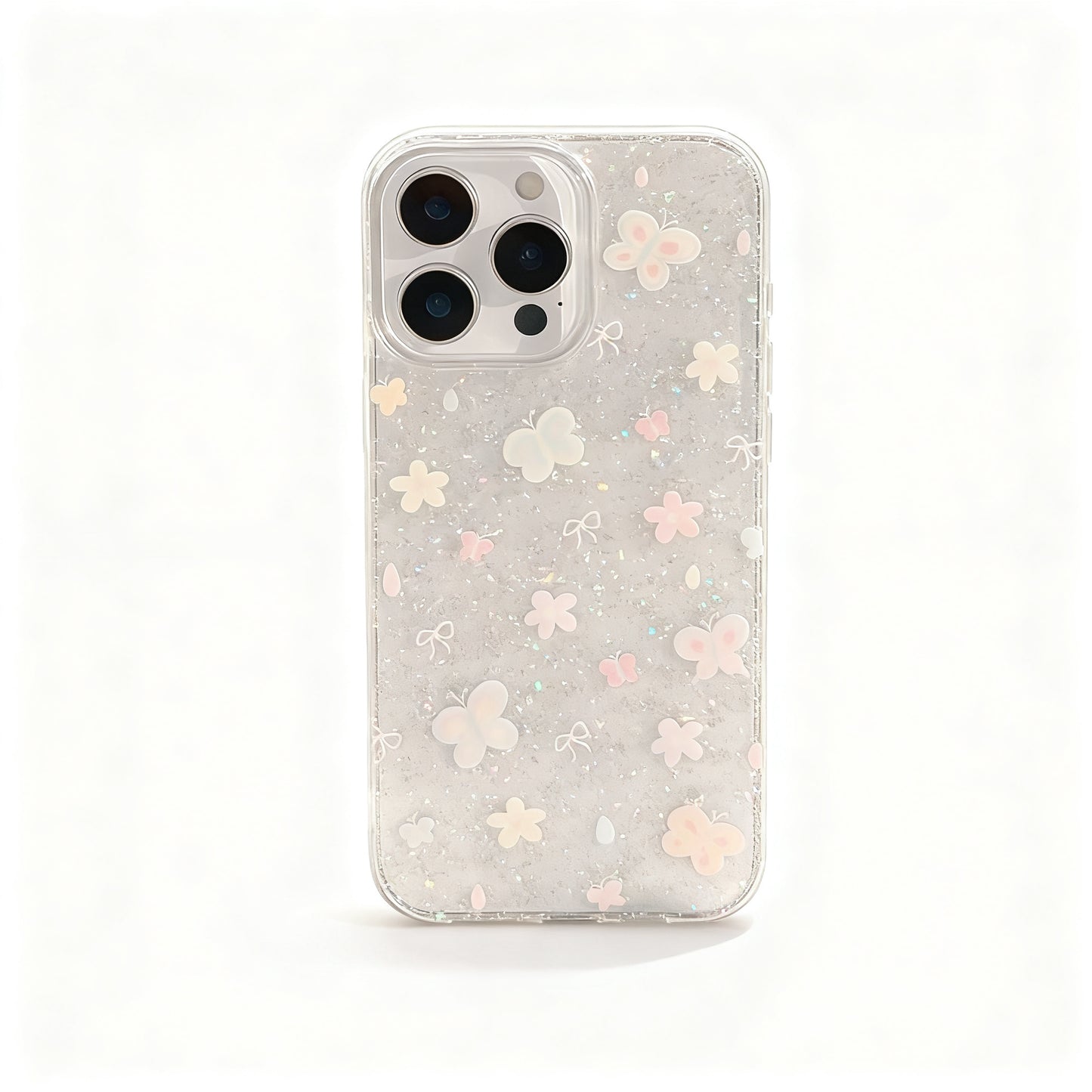 Pink Butterfly Glitter Rotating Stand Phone Case for iPhone
