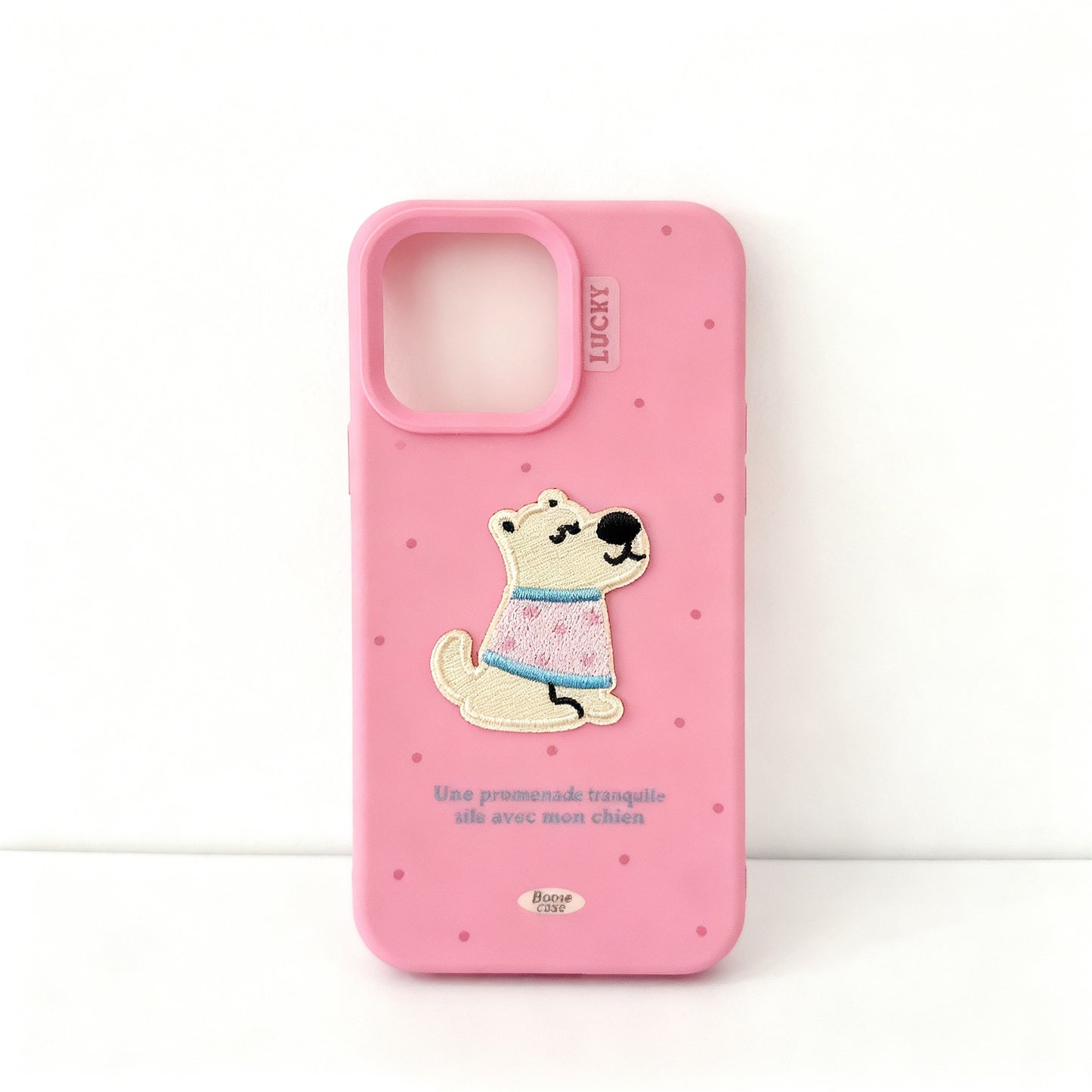 Cute Dog Embroidered Silicone Phone Case for iPhone
