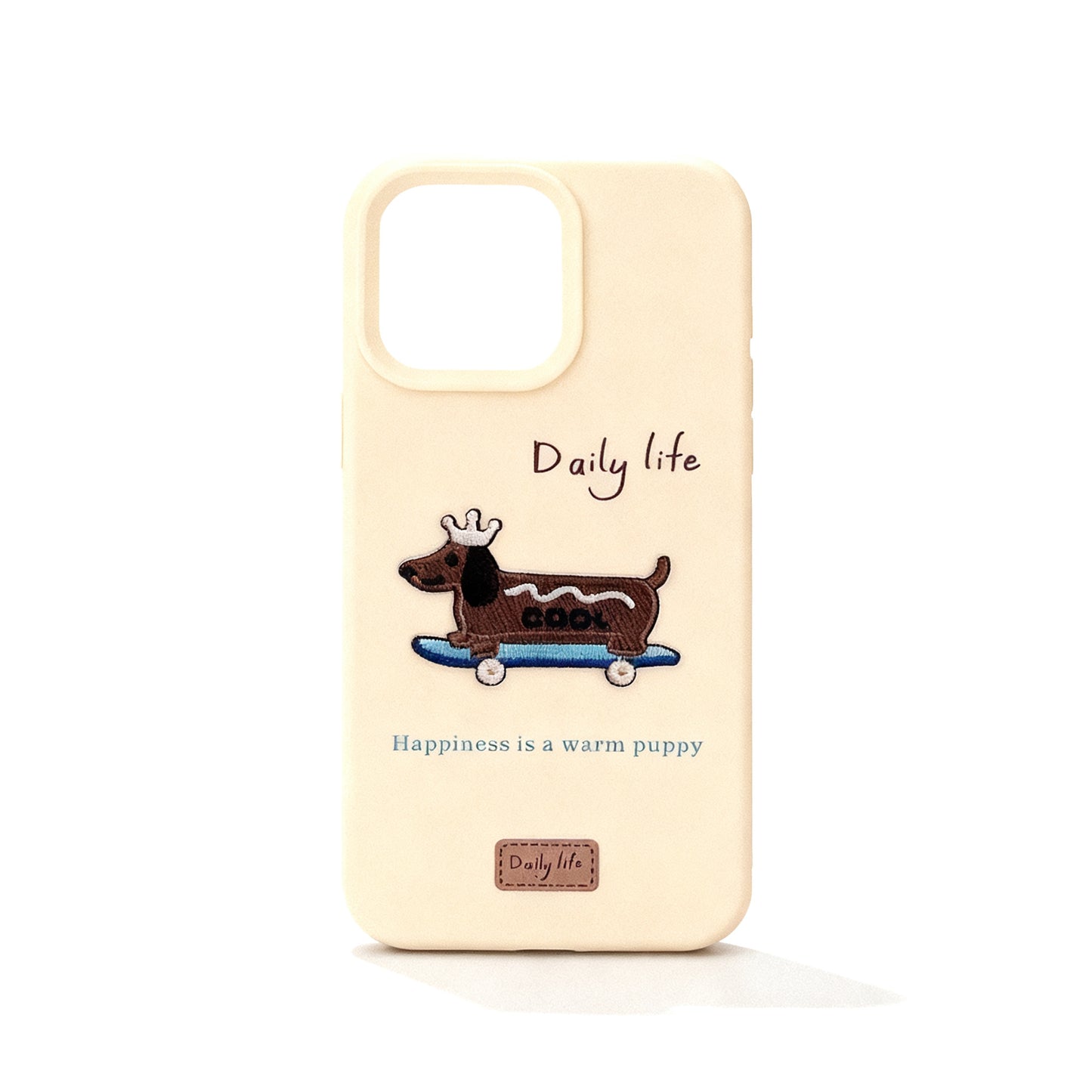 Cute Korean Style Sausage Dog Embroidered Phone Case for iPhone