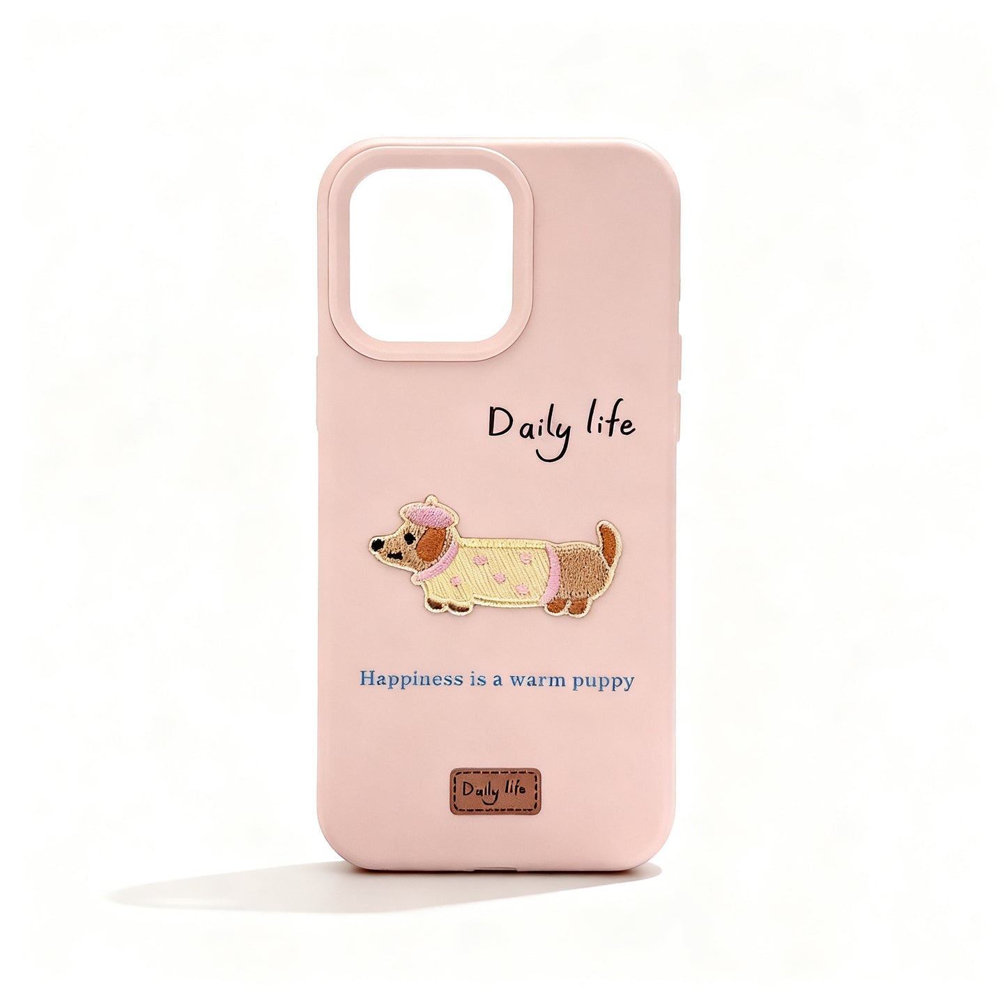 Cute Korean Style Sausage Dog Embroidered Phone Case for iPhone