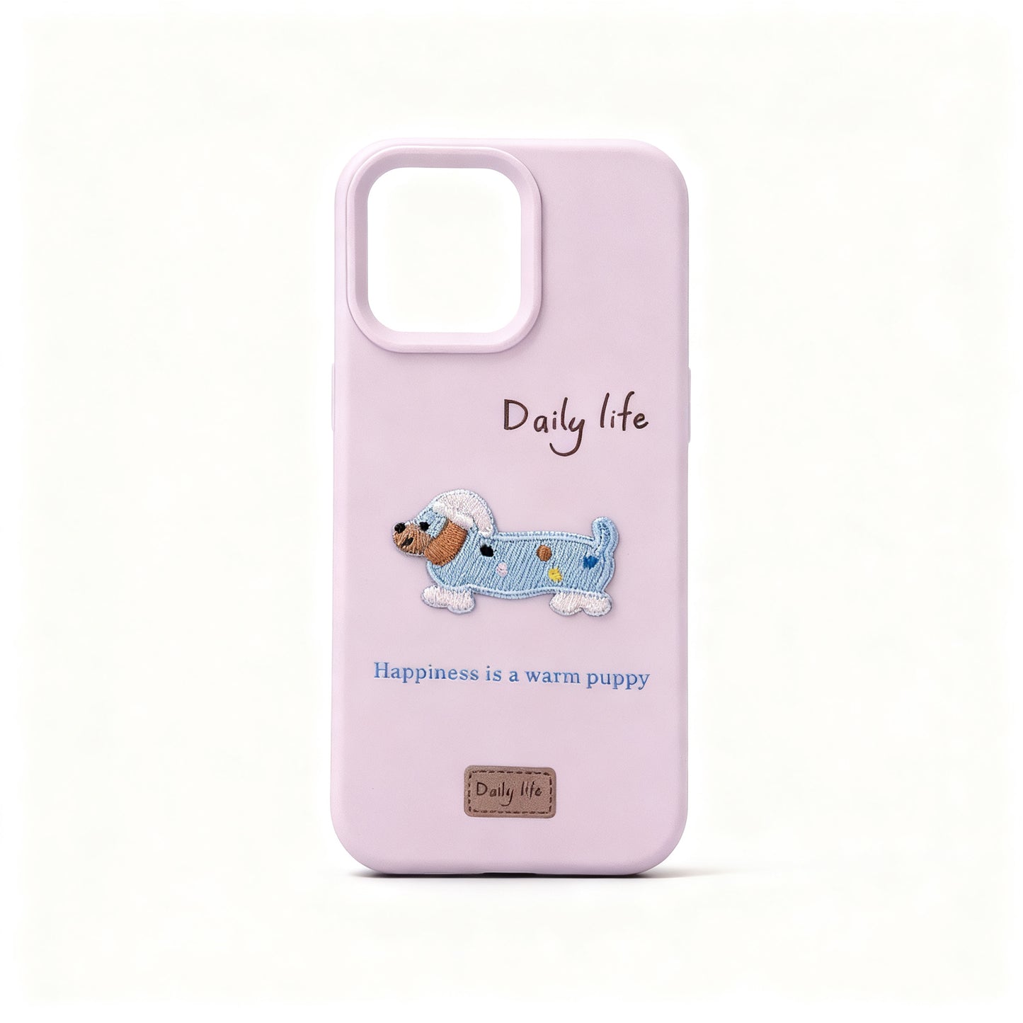 Cute Korean Style Sausage Dog Embroidered Phone Case for iPhone