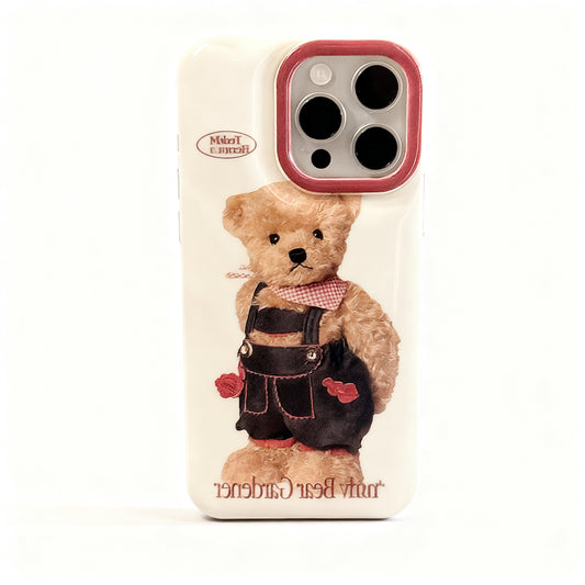 Cute Plush Blue Bear Soft Phone Case for iPhone