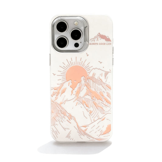 Gold Laser Sunset Mountain Soft Phone Case for iPhone