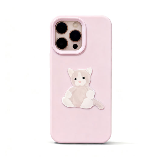 Cute Purple Cat 3D Soft Phone Case for iPhone