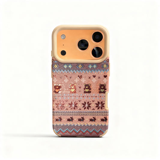 Brown Bear Leather Phone Case for iPhone with Cute Design