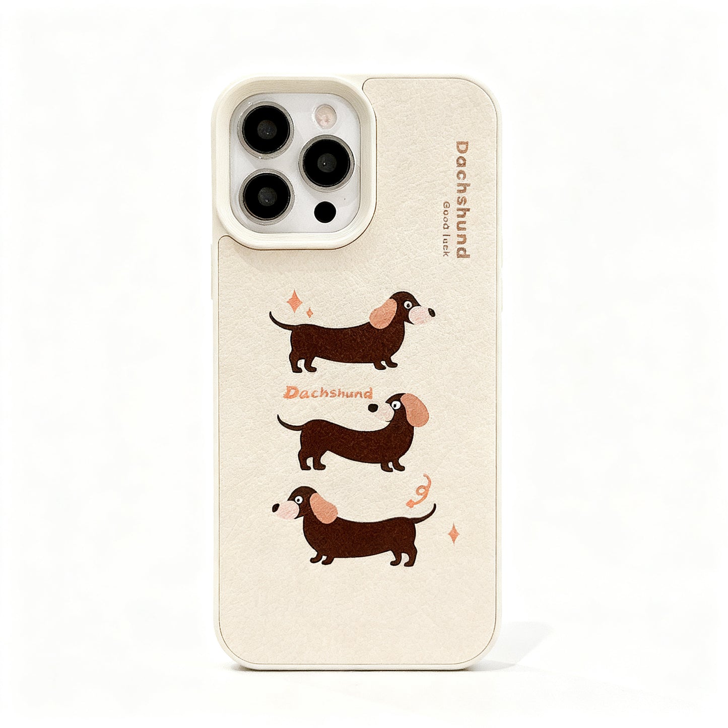 Cute Yellow Dachshund Leather Phone Case for iPhone