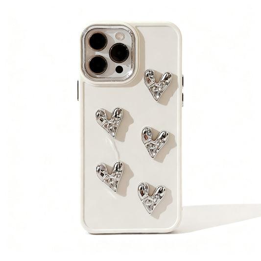 Light Gold Heart Pattern Wrinkled Phone Case for iPhone