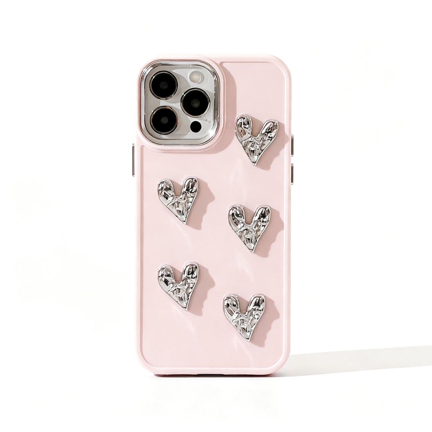 Light Gold Heart Pattern Wrinkled Phone Case for iPhone
