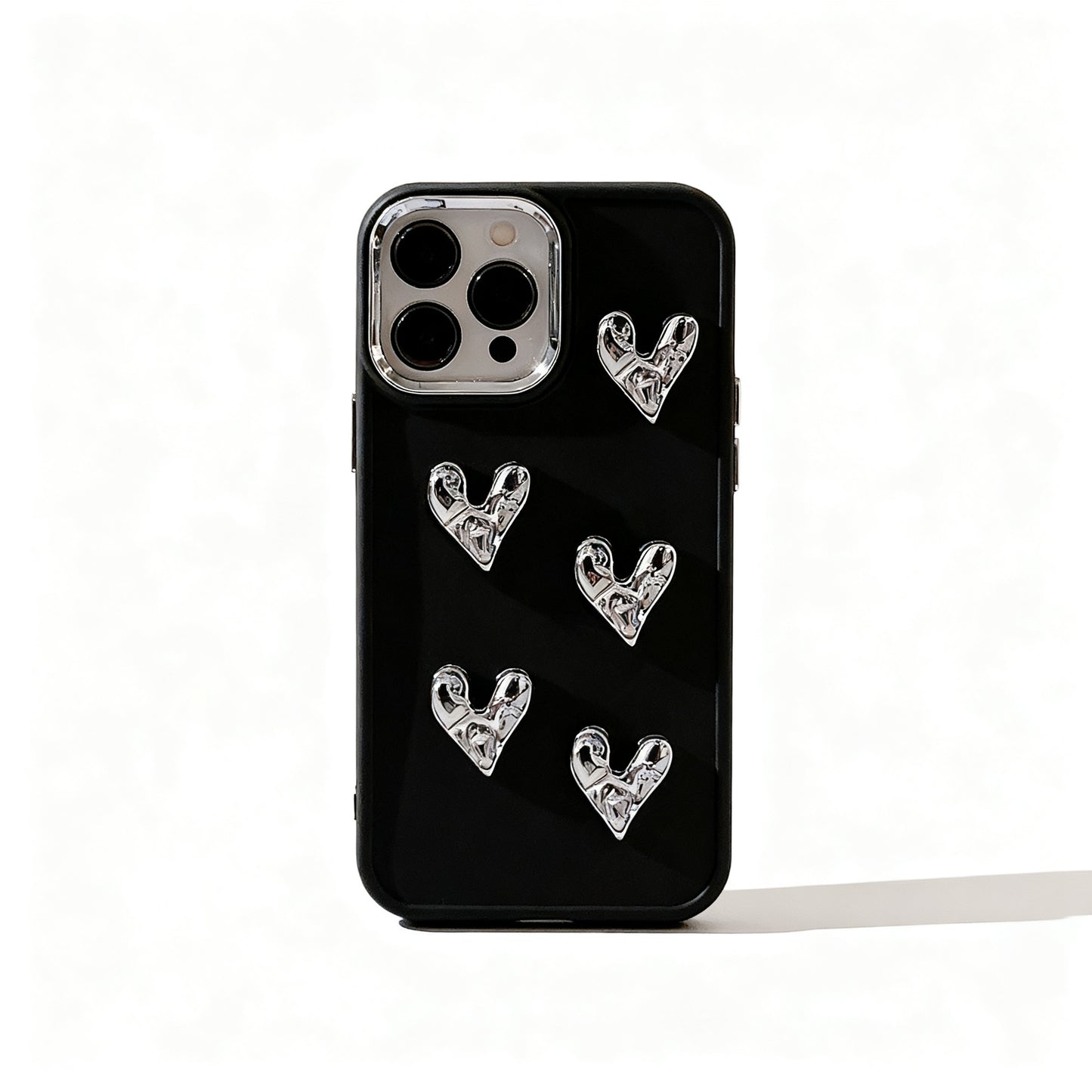 Light Gold Heart Pattern Wrinkled Phone Case for iPhone