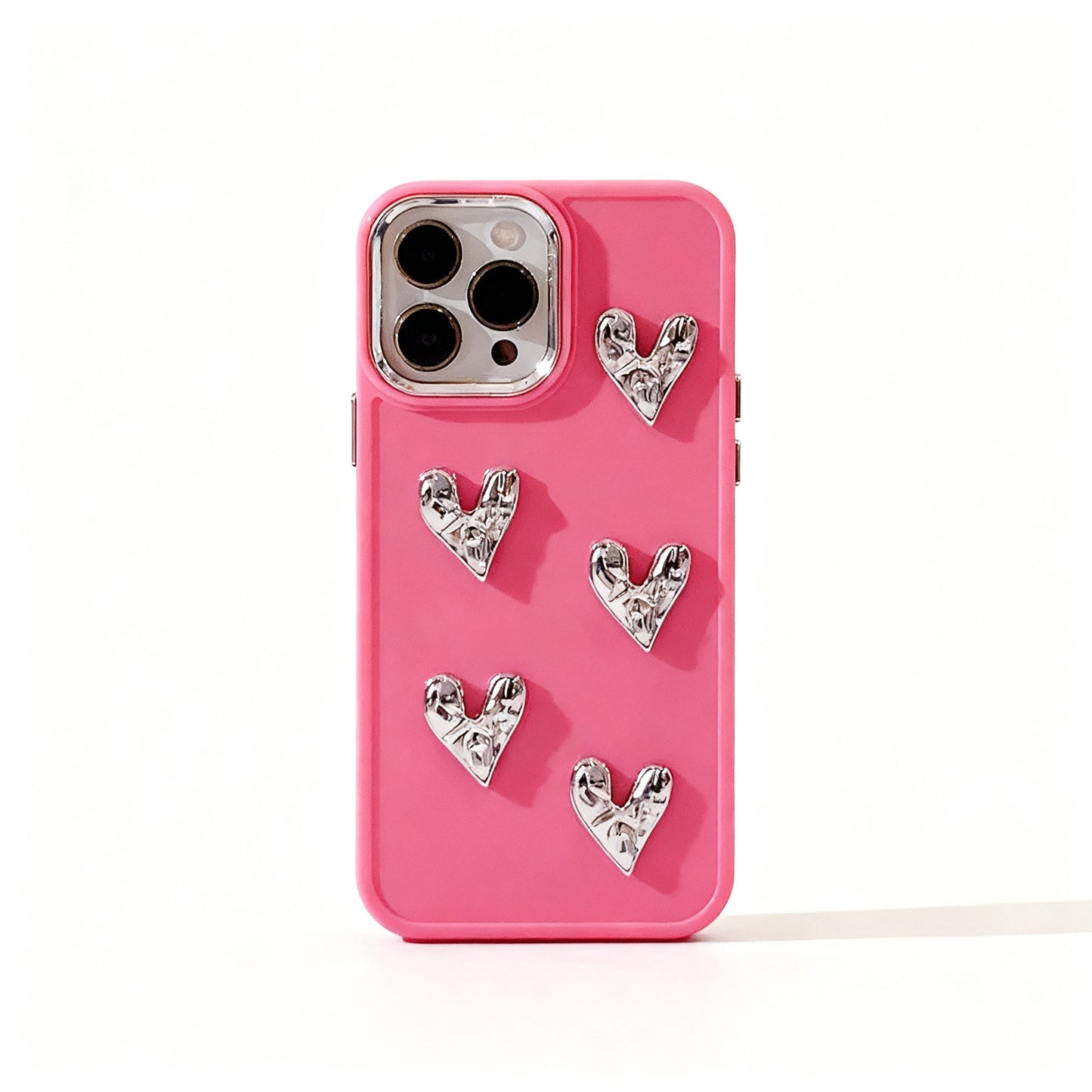 Light Gold Heart Pattern Wrinkled Phone Case for iPhone