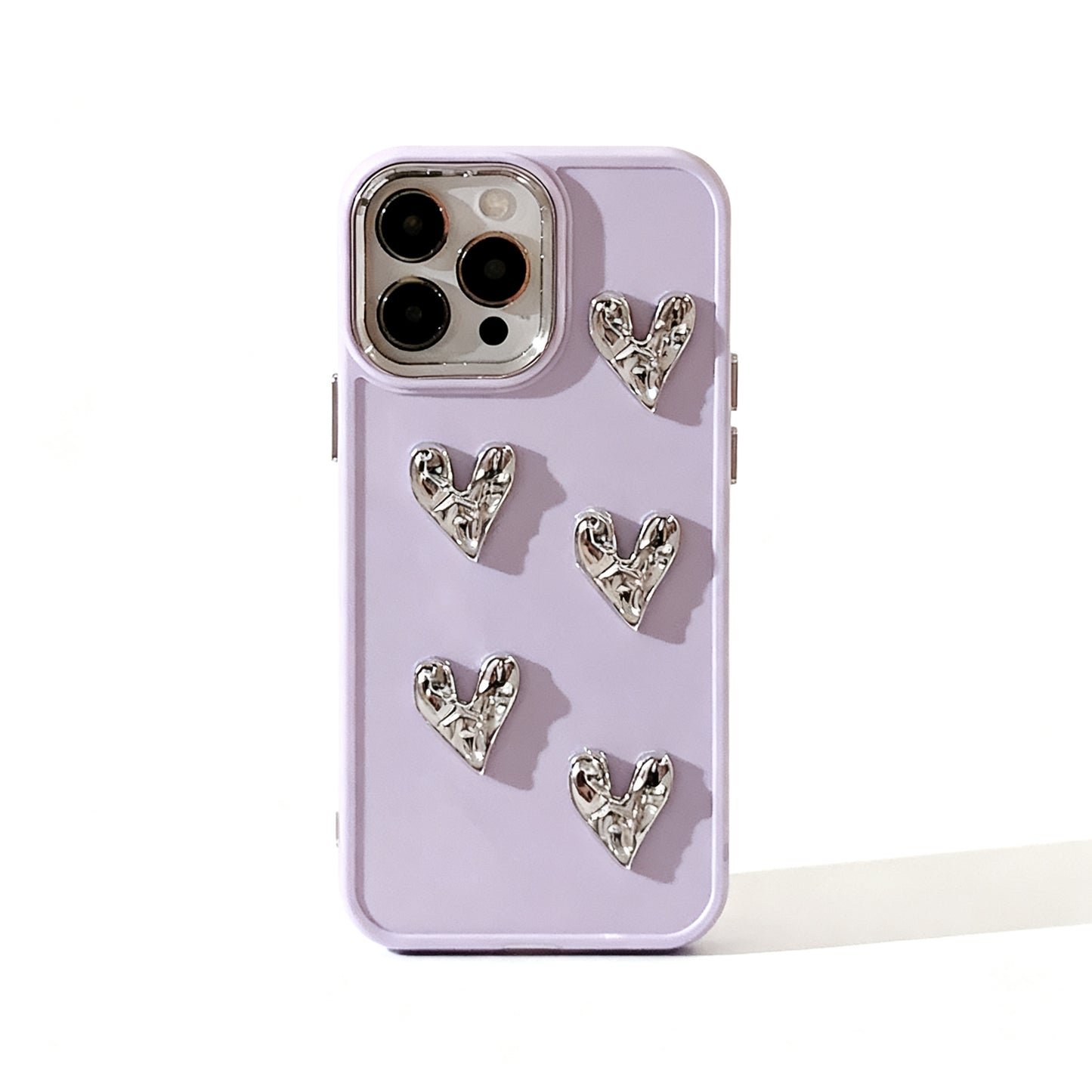 Light Gold Heart Pattern Wrinkled Phone Case for iPhone