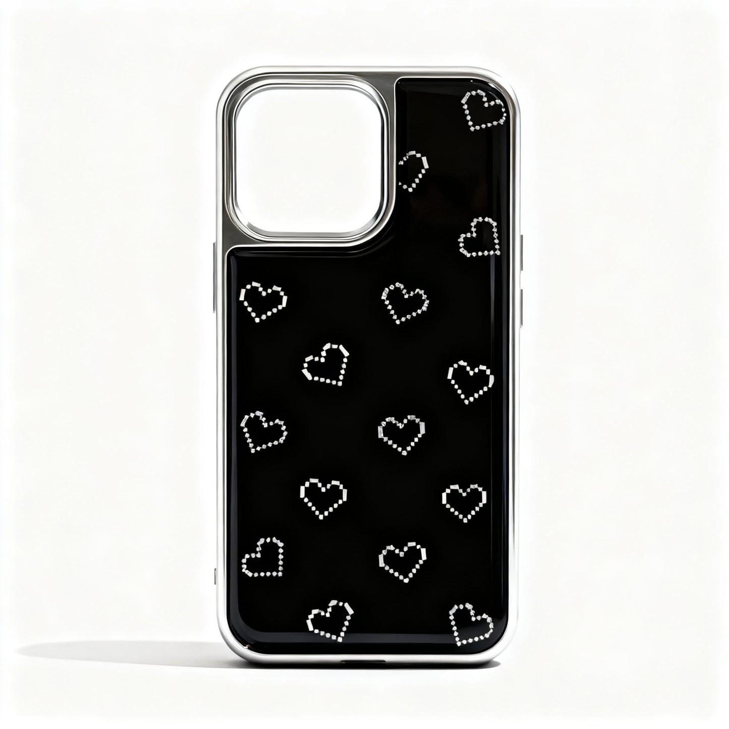 Gold Heart Pattern Soft Phone Case for iPhone