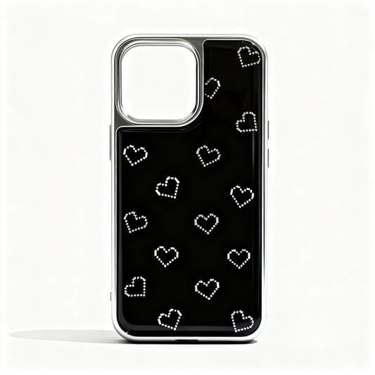 Gold Heart Pattern Soft Phone Case for iPhone