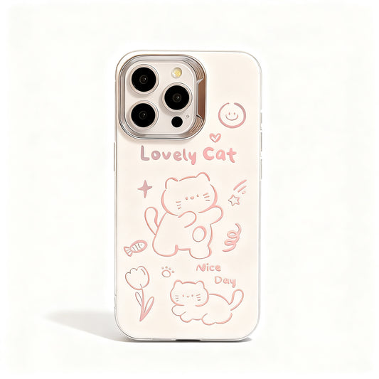 Cute Cat Hollow Design Shockproof Phone Case for iPhone