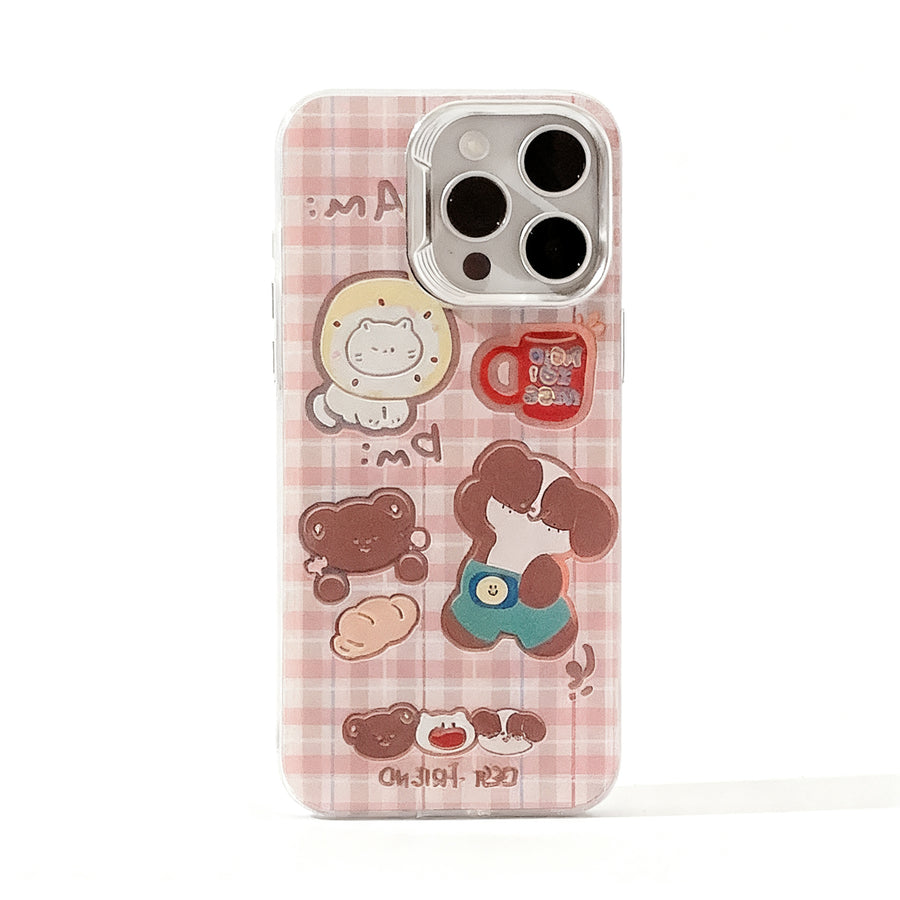 Cute Plaid Animal Design Phone Case for iPhone