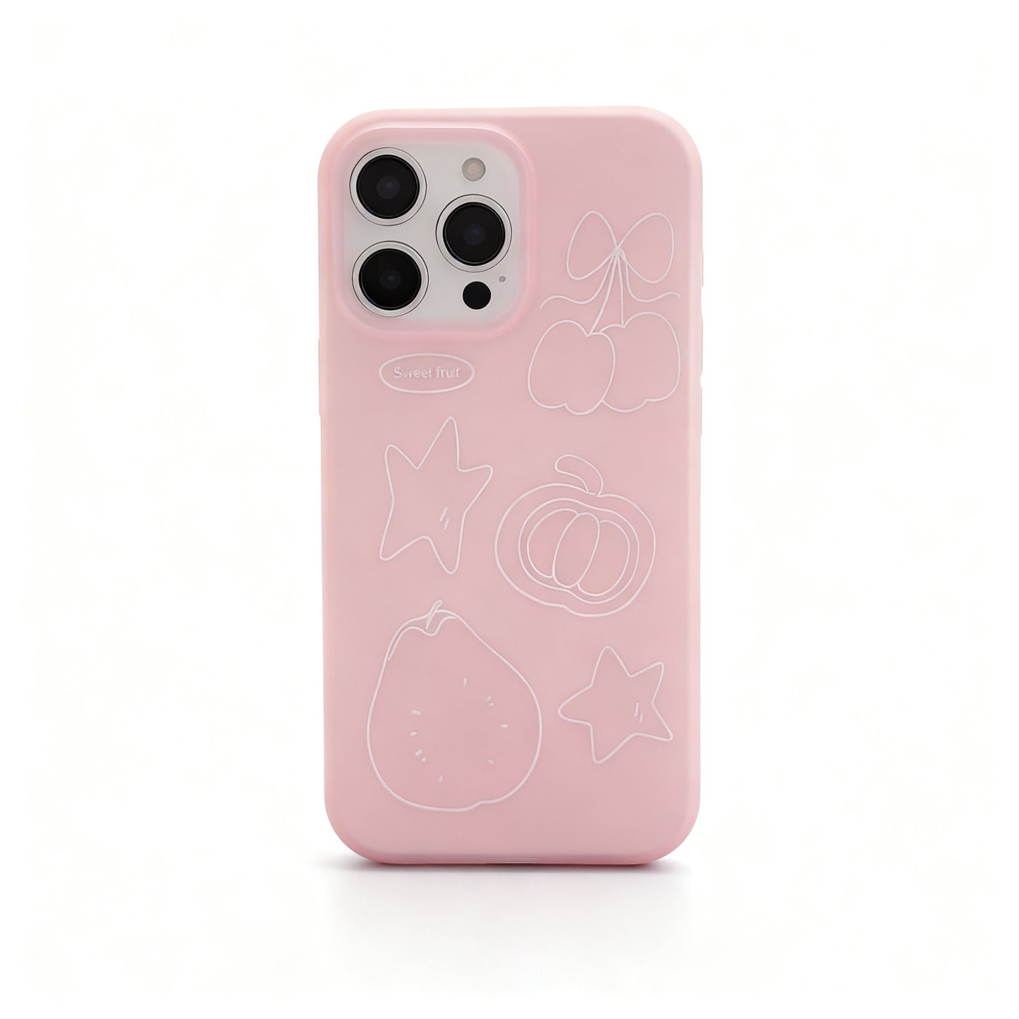 Cute Pink Fruit Doodle Shockproof Phone Case for iPhone
