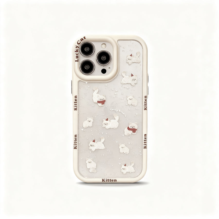 Cute Cat Scarf Design Soft Phone Case for iPhone