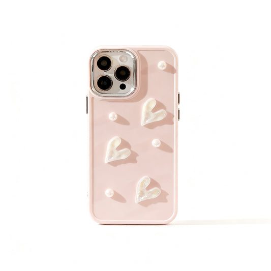 Pink Pearl Heart Soft Phone Case for iPhone