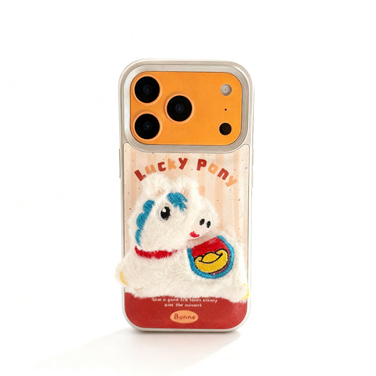 Cute Plush Pink Cat Phone Case for iPhone