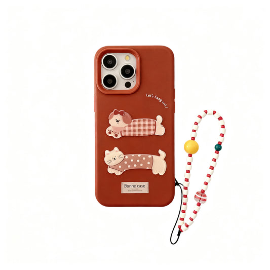 Vintage Red Cartoon Stand Phone Case for iPhone