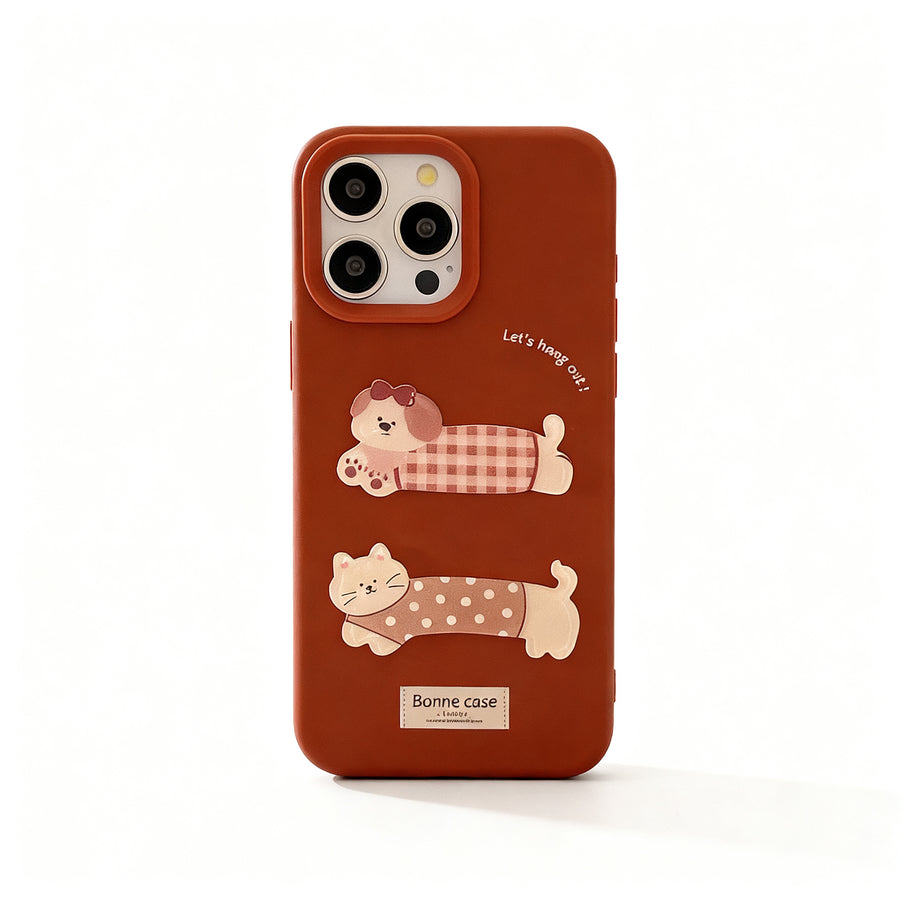 Vintage Red Cartoon Stand Phone Case for iPhone