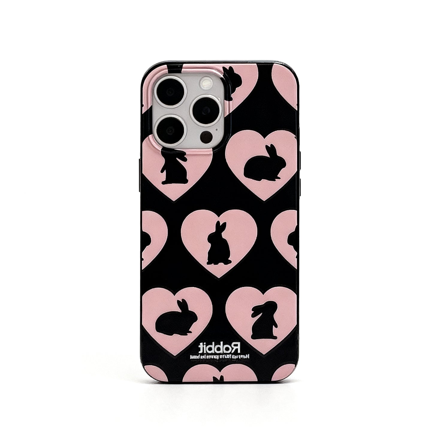 Black Heart Bunny Shockproof Phone Case for iPhone