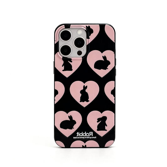 Black Heart Bunny Shockproof Phone Case for iPhone