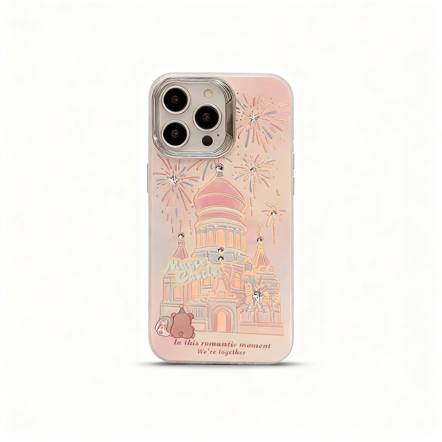 Cute Pink Castle Fireworks Soft Phone Case for iPhone