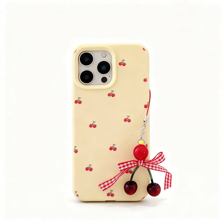 Cute Pink Cherry Pendant Phone Case for iPhone