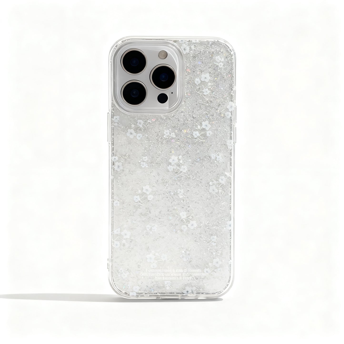 Soft Blue Floral Glitter Phone Case for iPhone