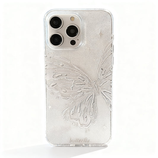 Pink Butterfly Glitter Soft Phone Case for iPhone