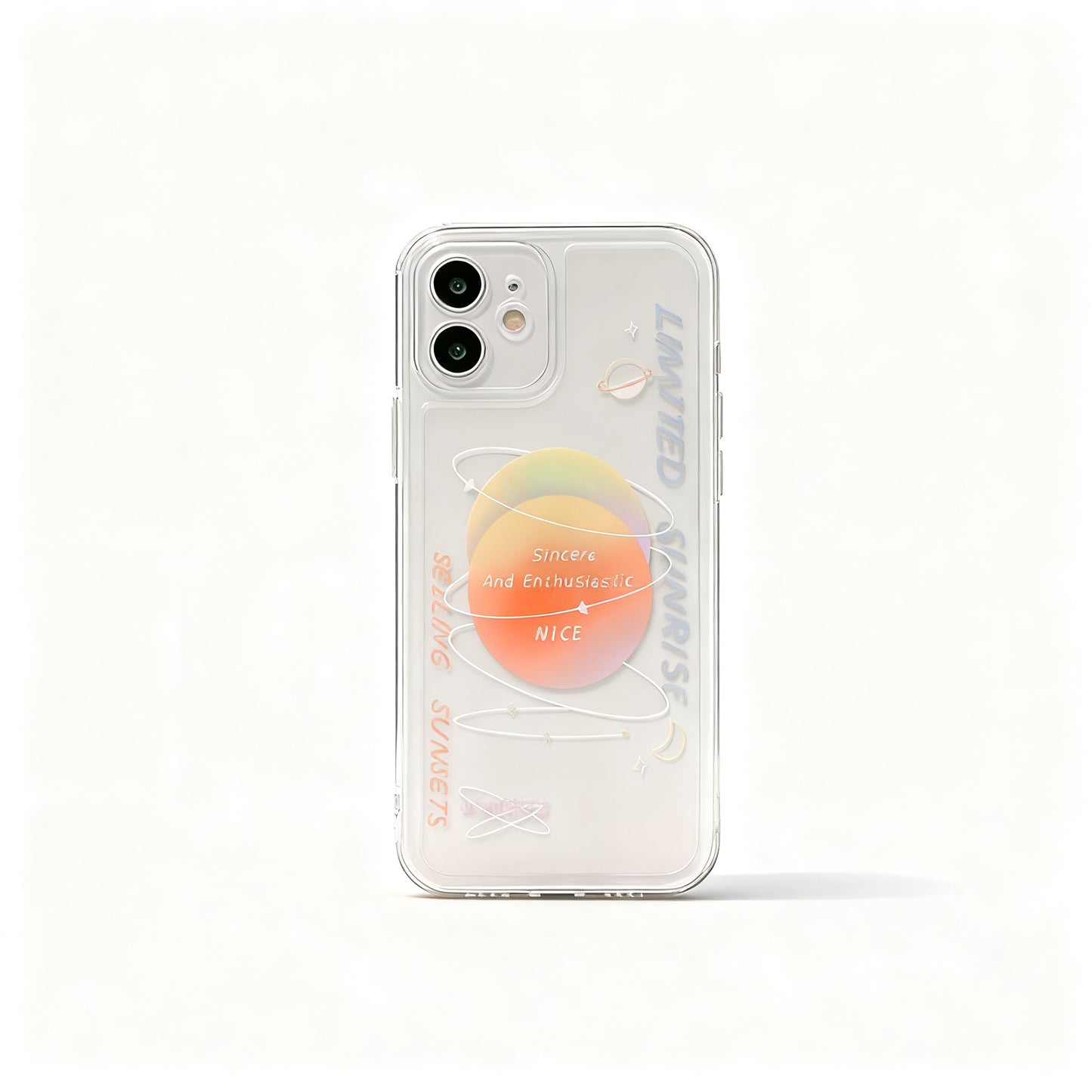 Transparent Moon Print Soft Phone Case for iPhone