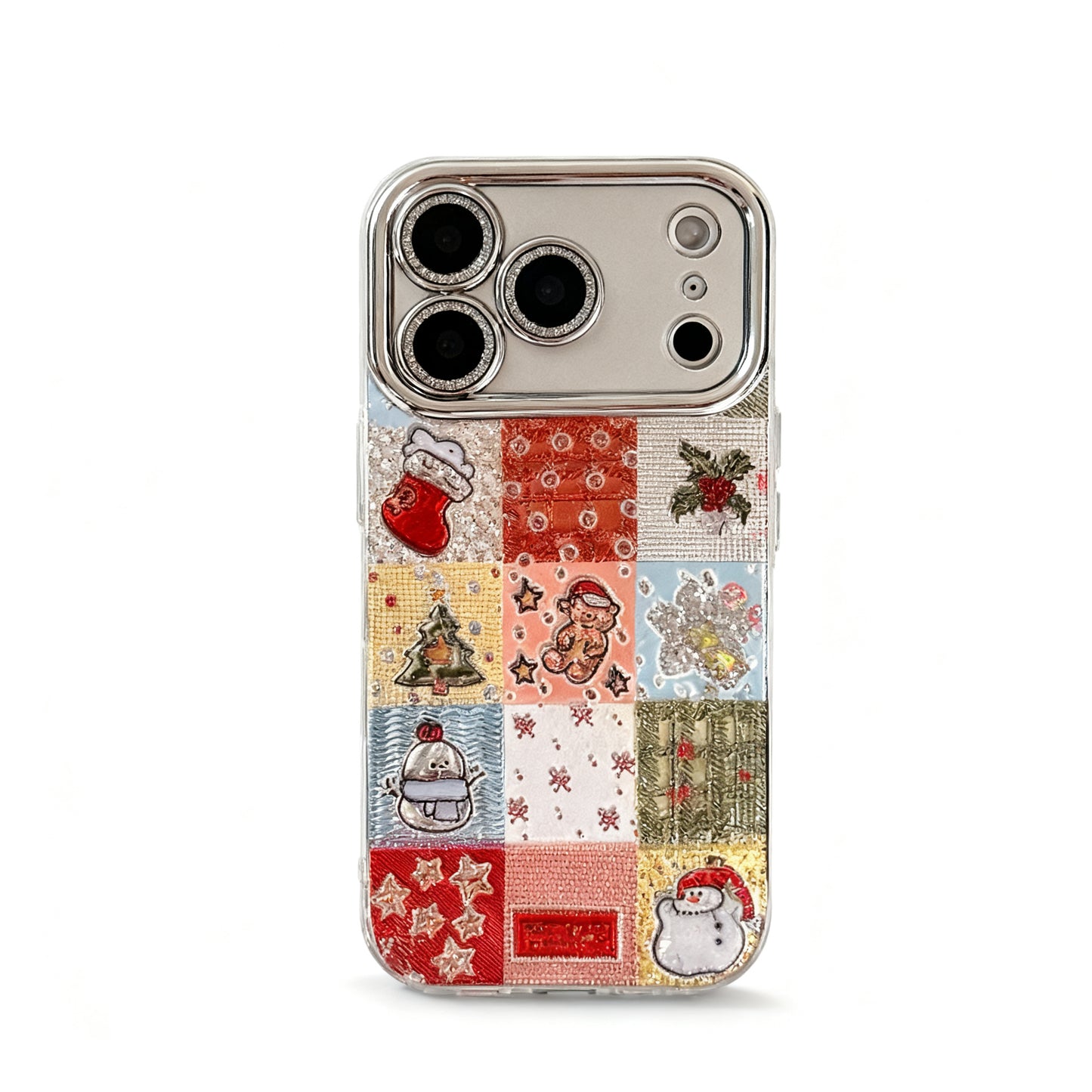 Cute Red Christmas Plaid Glitter Phone Case for iPhone