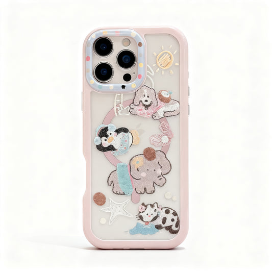 Cute Colorful Elephant Rotating Stand Phone Case for iPhone