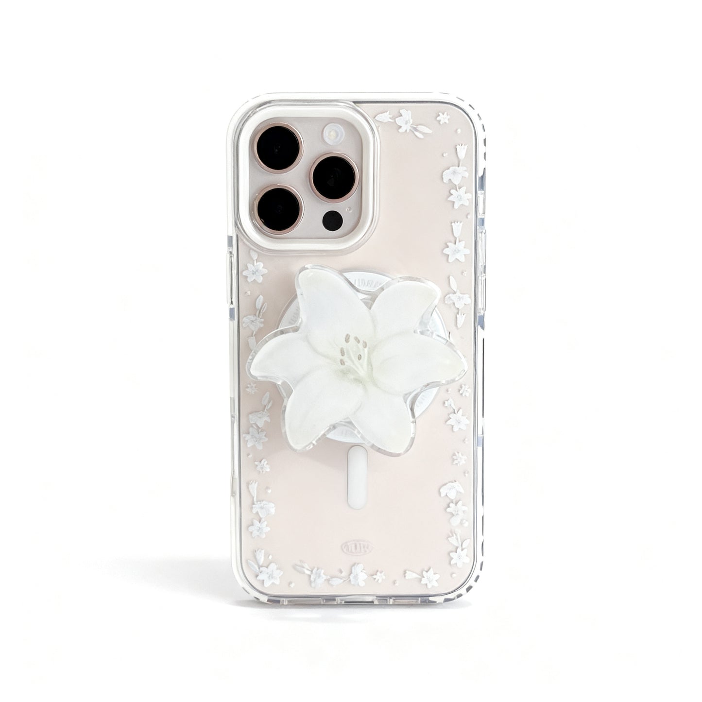 Clear Floral Magnetic Stand Phone Case for iPhone