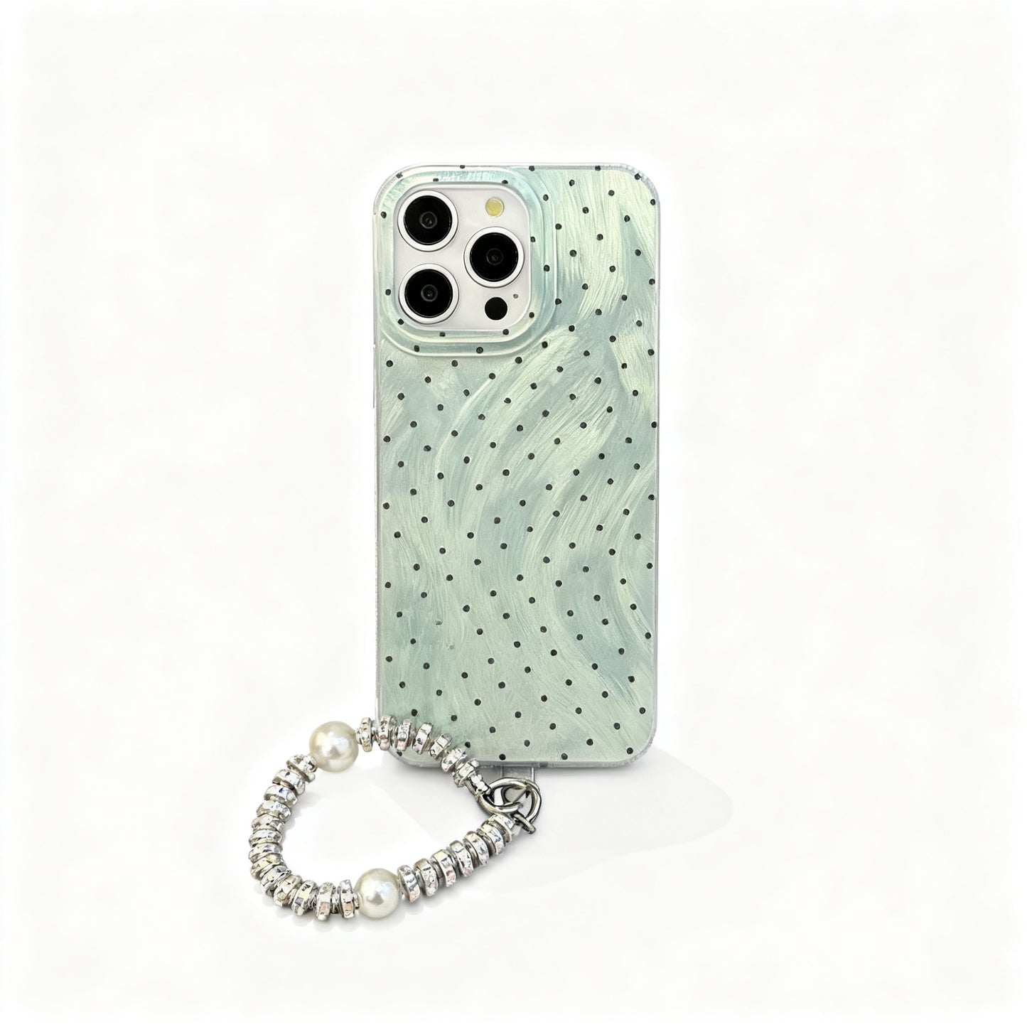 Mint Green Polka Dot Soft Phone Case for iPhone