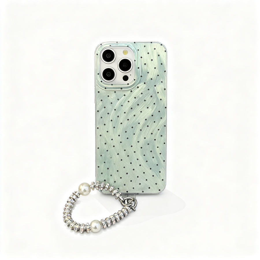 Mint Green Polka Dot Soft Phone Case for iPhone
