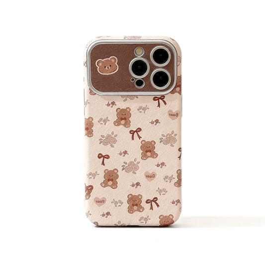 Cute Bear Floral Soft Phone Case for iPhone