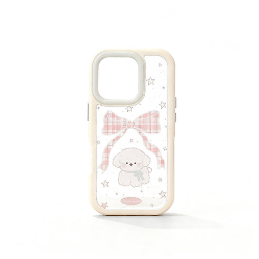 Cute Pink Dog with Bow Shockproof Phone Case for iPhone