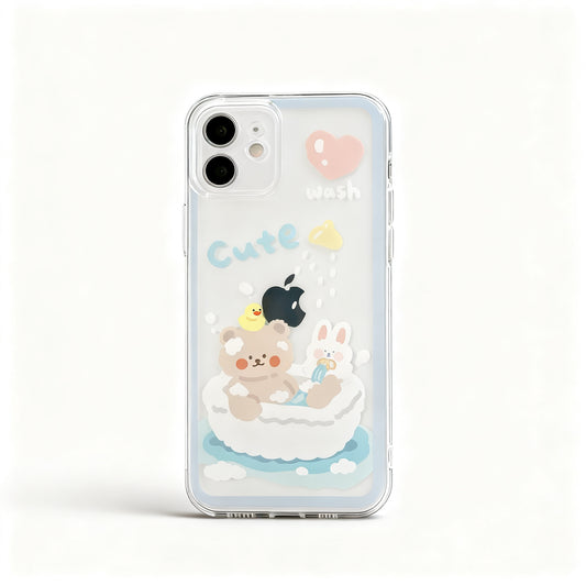 Cute Light Blue Floral Soft Phone Case for iPhone