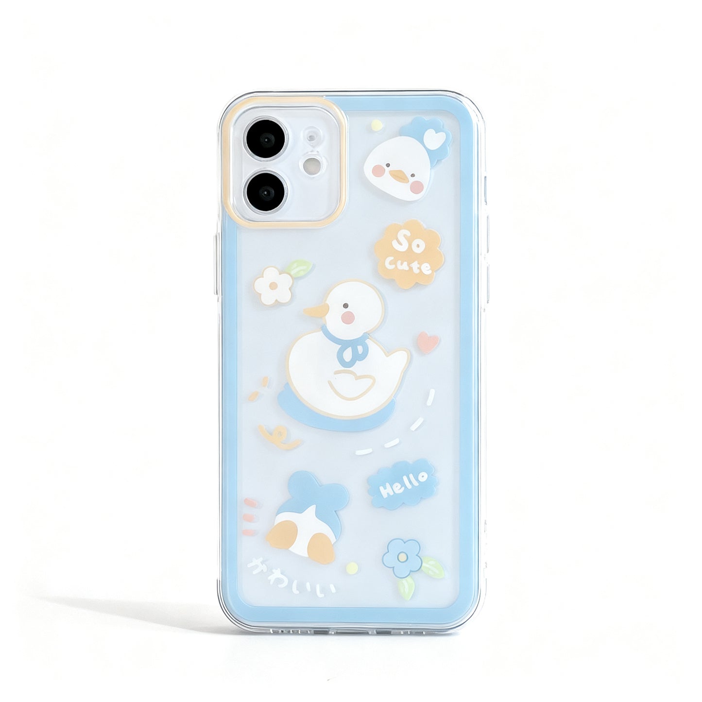 Cute Light Blue Floral Soft Phone Case for iPhone