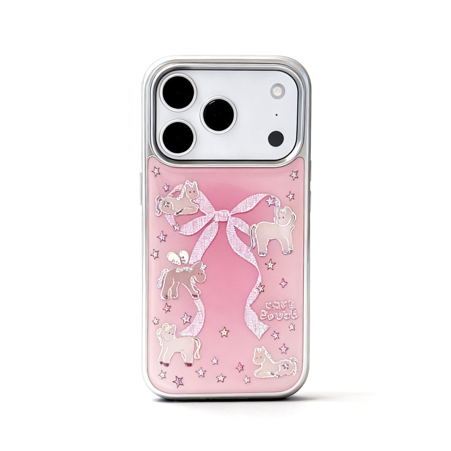 Pink Bow and Horse Design Soft Phone Case for iPhone