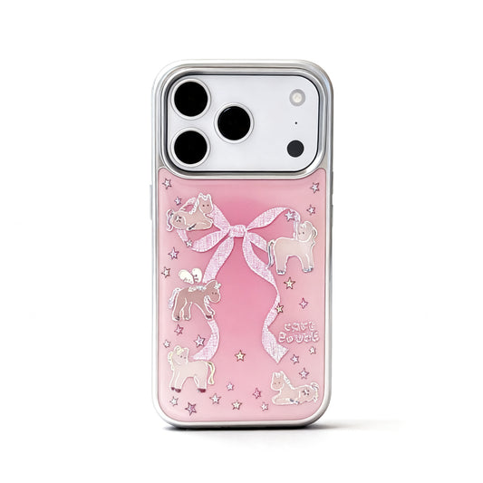 Pink Bow and Horse Design Soft Phone Case for iPhone