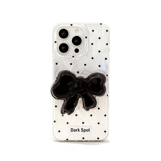 Black Dot Pattern Soft Phone Case with Bow for iPhone